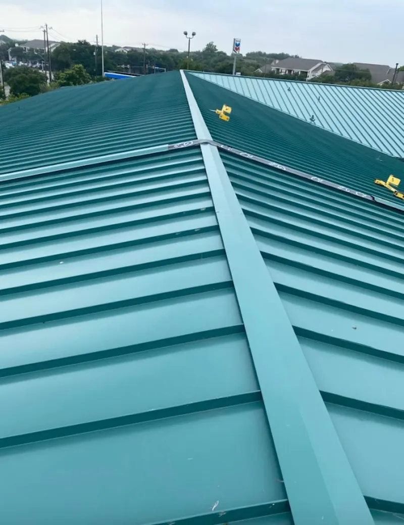Green commercial metal roof ridge and valley for Metal Roof Repair in Closter